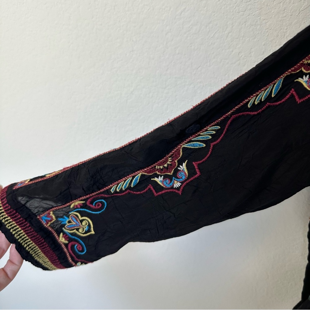 Johnny Was Oversized Multicolor Floral Embroidered Blouse S - Picture 7 of 11